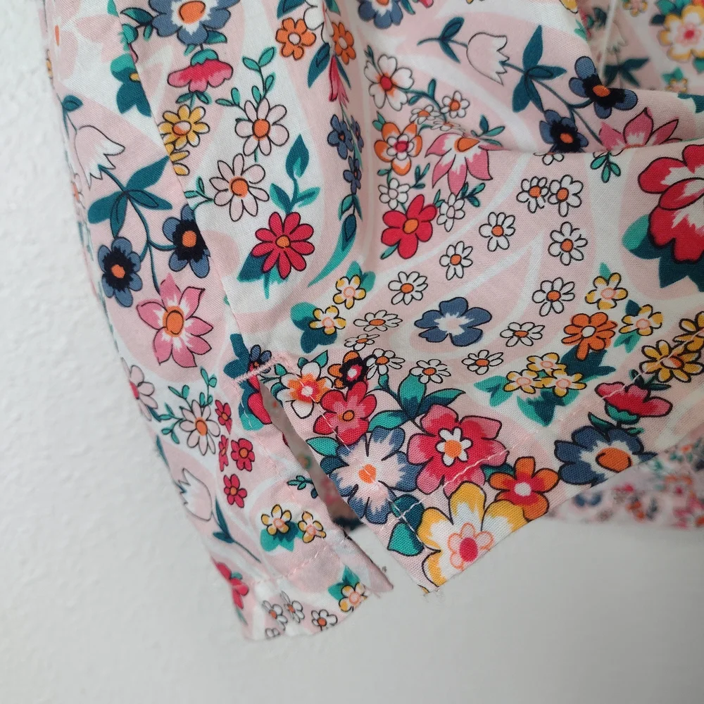 Vera Bradley Prairie Paisley Floral Cotton Button Down Pajama Top Pink Size S